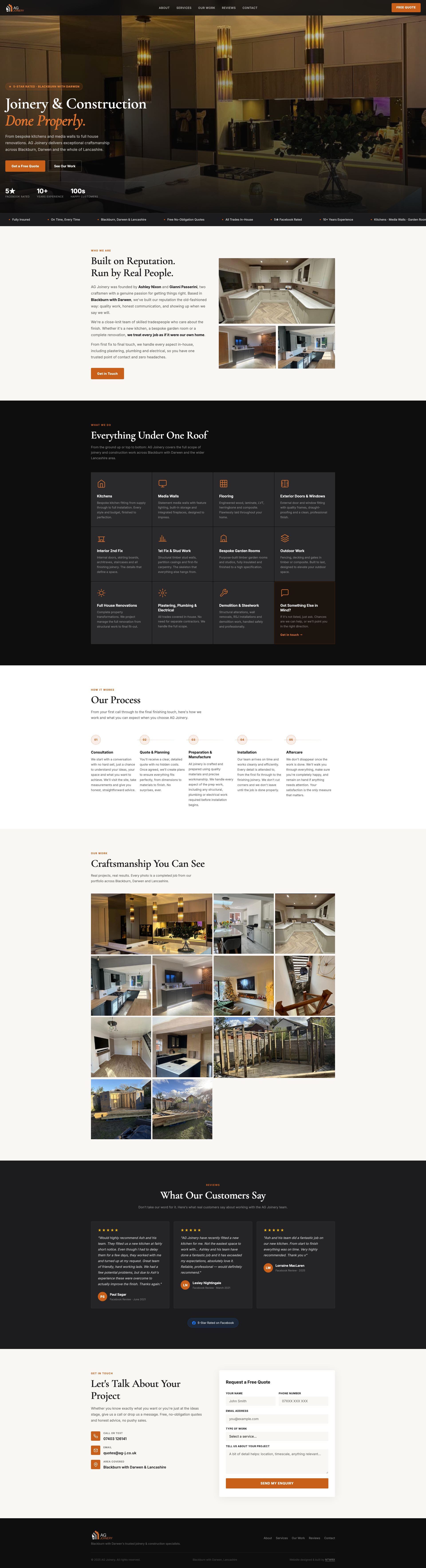 AG Joinery & Construction website screenshot