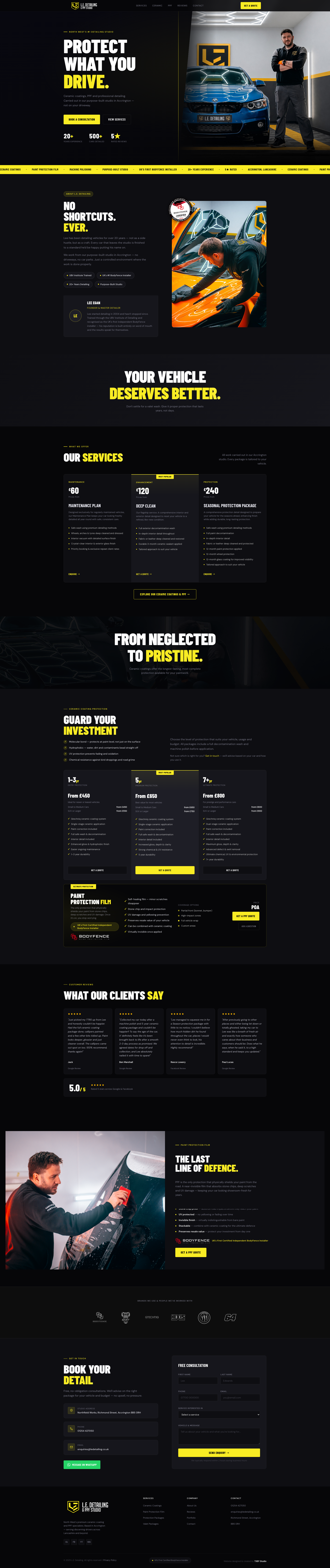 L.E. Detailing website homepage screenshot
