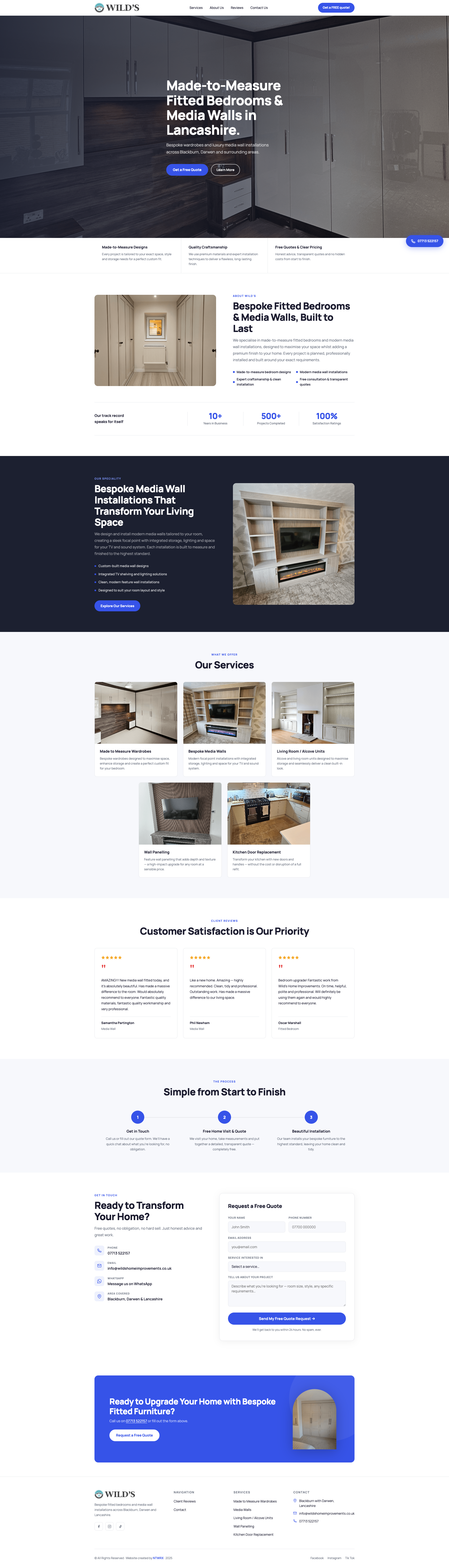 Wild's Home Improvements website screenshot